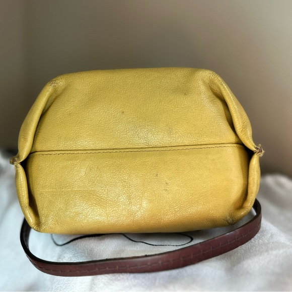 Brighton Yellow Leather Tassel Bucket Shoulder Bag with Brown Strap